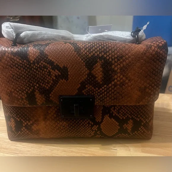 Nicole Miller Bags Nicole Miller Nwt Dark Tan Snake Skin Purse